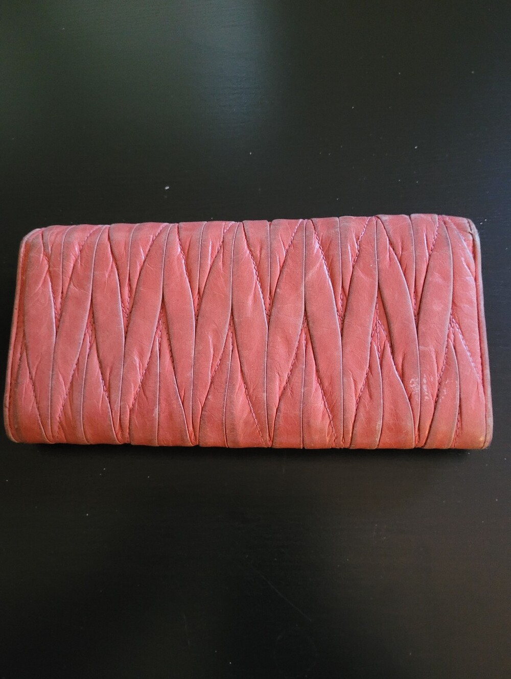 Project Miu Miu Pink Quilted Matelassé Leather Wallet with Gold Logo - Picture 2 of 8
